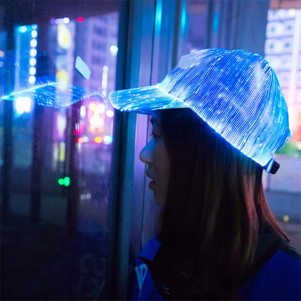 RGB 7 Colour LED Fibre Optic Hat